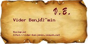 Vider Benjámin névjegykártya